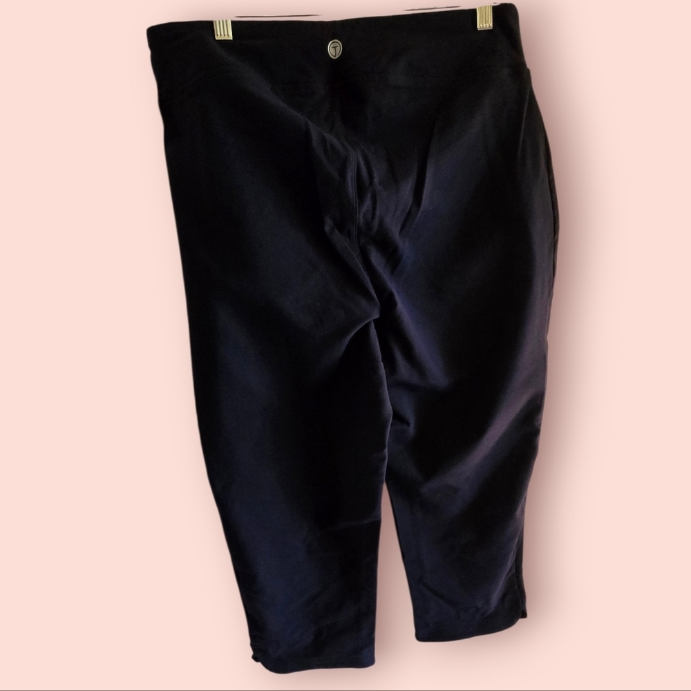T by Talbots Womens Navy Capri Workout Wear Leggings - Picture 2 of 5